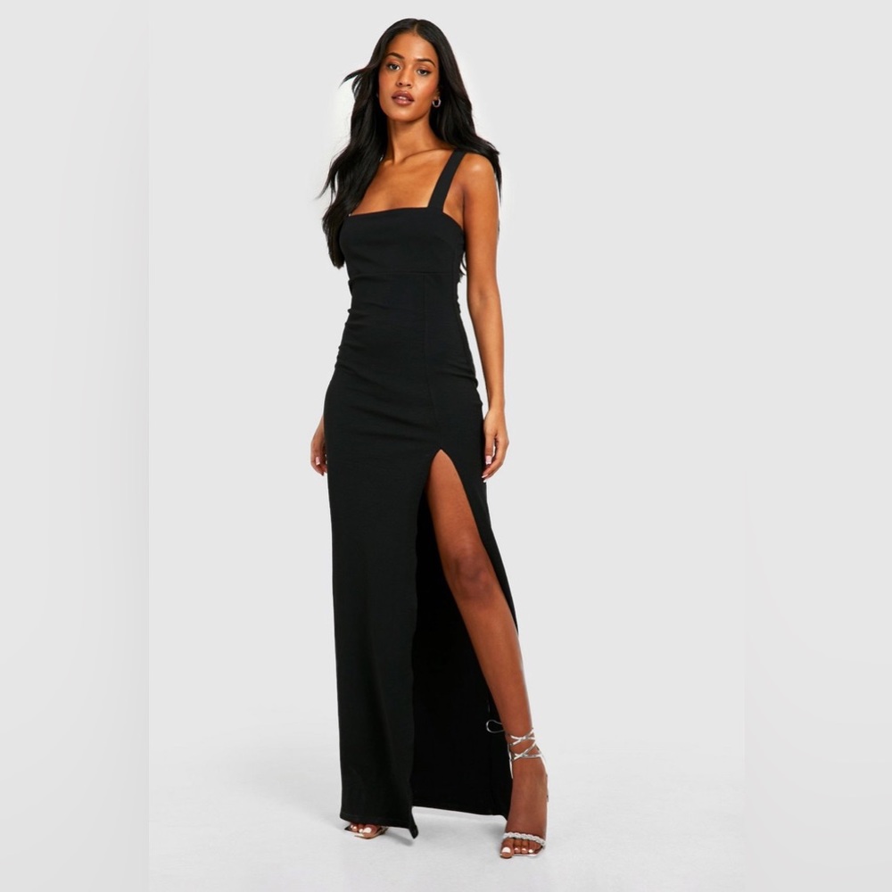 Boohoo TALL SQUARE NECK SIDE SPLIT MAXI DRESS